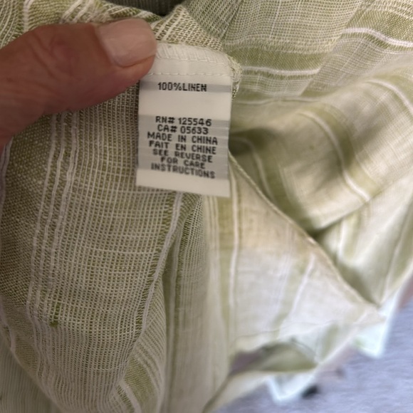 Habitat Contrast Striped Linen Button Front Blouse Top Womens L Lagenlook Beach - Picture 6 of 9